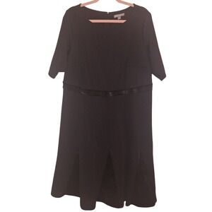 Jessica London Ponte Fit and Flare Dress Size 18W Black Closet Staple Minimalist